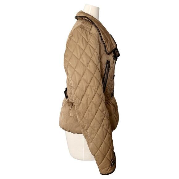 Burberry Brit Tan Quilted Puffer Jacket with Leather Trim – Size Large - Picture 5 of 9